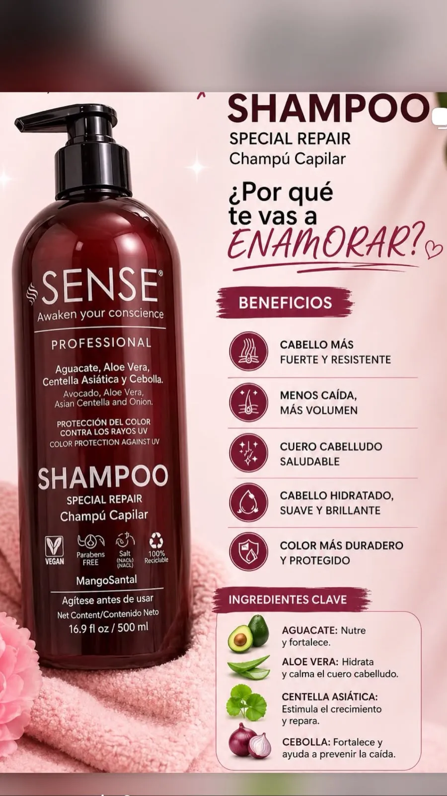 Champú Sense Special Repair de 500 ml en envase café.